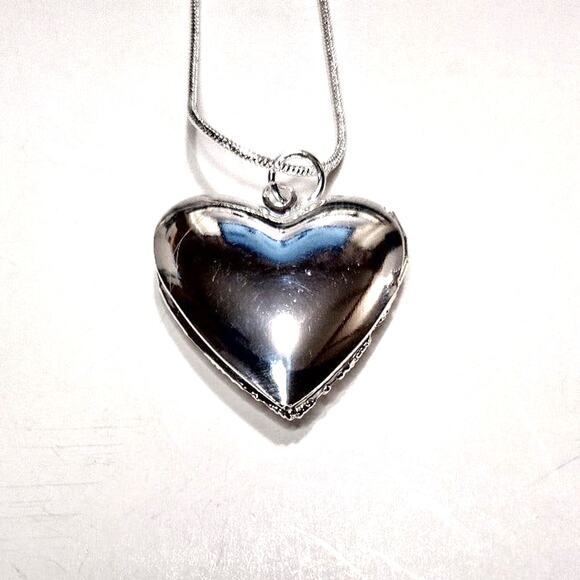925 Sterling Silver 15MM Heart Necklace Women July  925 Sterling Silver Chain Heart Locket Necklace Christmas Anniversary Gift - NEW
